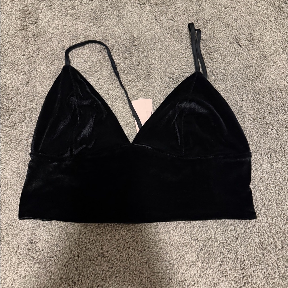 Victoria's Secret Black Velvet Longline Bralette